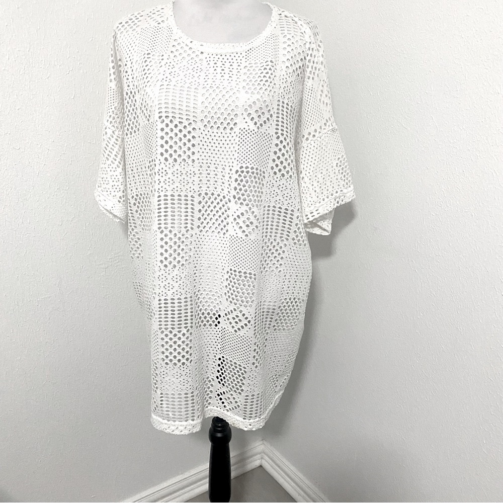 Brunny Women’s Vintage Beach Coverup Size 2X White Made in USA EUC Lightweight